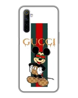 Чехол для Realme 6 с картинкой «Микки Маус Gucci — полосы»
