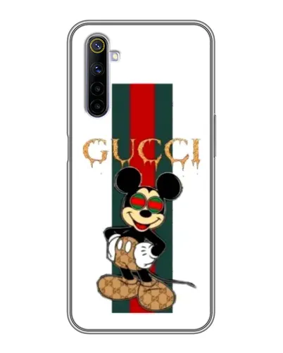 Чехол для Realme 6 с картинкой «Микки Маус Gucci — полосы»