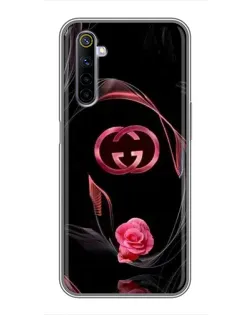 Чехол для Realme 6 с картинкой «Gucci — неоновая роза»