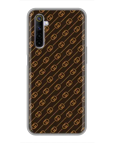 Чехол для Realme 6 с картинкой «Gucci — золотые диагонали»