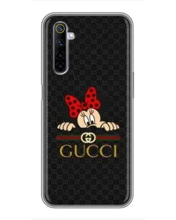 Чехол для Realme 6 с картинкой «Минни Маус Gucci — черный»