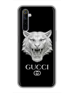 Чохол для Realme 6 з картинкою «Gucci — срібний лев»