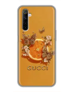 Чохол для Realme 6 з картинкою «Gucci — золоті метелики»