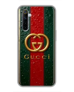 Чохол для Realme 6 з картинкою «Gucci — фірмова смуга та золото»