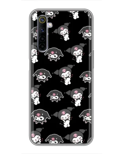 Чехол для Realme 6 с картинкой «Черный паттерн Kuromi»