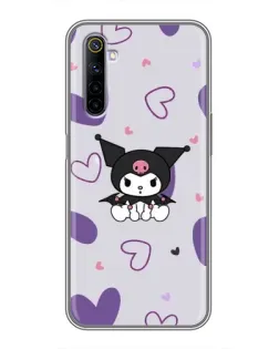 Чехол для Realme 6 с картинкой «Kuromi и лавандовые сердца»