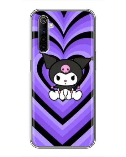 Чехол для Realme 6 с картинкой «Kuromi и фиолетовые сердца»