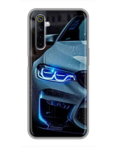 Чехол для Realme 6 с картинкой «Взгляд BMW с синими фарами»
