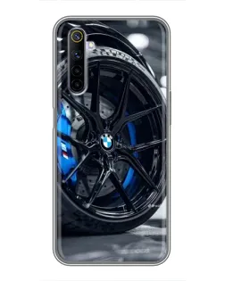 Чехол для Realme 6 с картинкой «Колесо BMW вблизи»
