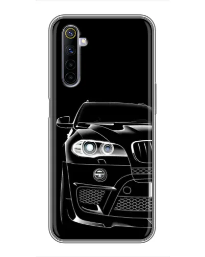 Чехол для Realme 6 с картинкой «Темный силуэт BMW»