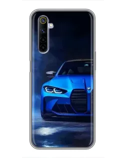Чехол для Realme 6 с картинкой «Голубая BMW M4»