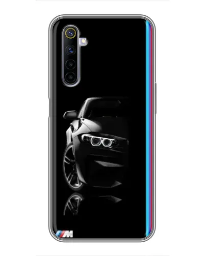 Чехол для Realme 6 с картинкой «Силуэт BMW в темноте»