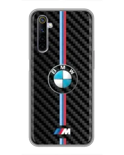 Чехол для Realme 6 с картинкой «Эмблема BMW и карбон»