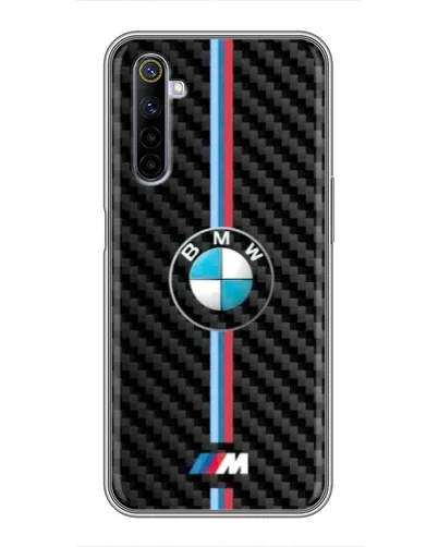 Чехол для Realme 6 с картинкой «Эмблема BMW и карбон»