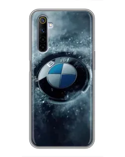 Чехол для Realme 6 с картинкой «Логотип BMW — лед»