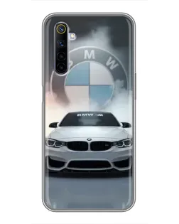 Чехол для Realme 6 с картинкой «BMW в белом дыму»
