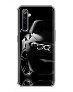 Чехол для Realme 6 с картинкой «Черная BMW — профиль»