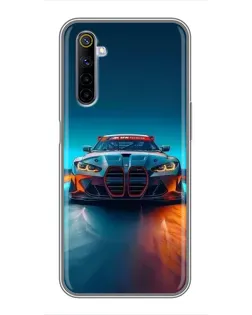 Чехол для Realme 6 с картинкой «BMW — огни неона»