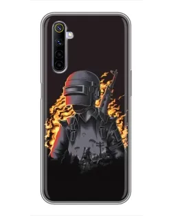 Чохол для Realme 6 з картинкою «PUBG — вогняний силует»