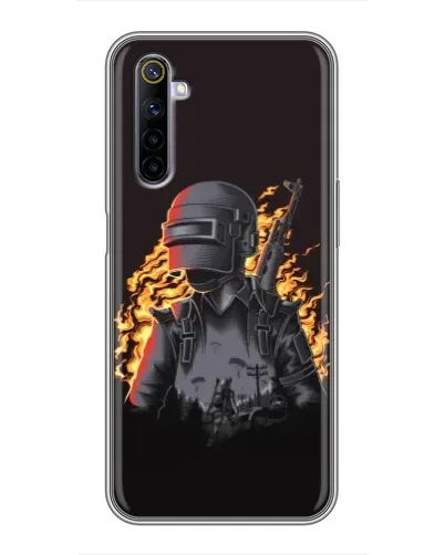 Чохол для Realme 6 з картинкою «PUBG — вогняний силует»
