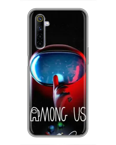Чехол для Realme 6 с картинкой «Красный импостер — макро»