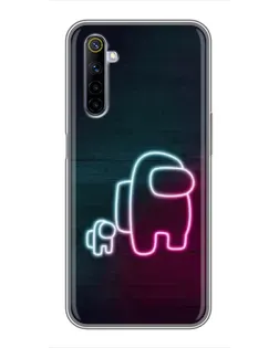 Чехол для Realme 6 с картинкой «Among Us неон-арт»