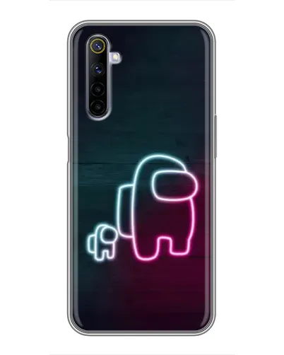 Чехол для Realme 6 с картинкой «Among Us неон-арт»