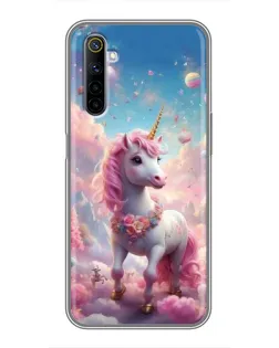 Чехол для Realme 6 с картинкой «Единорог среди облаков»