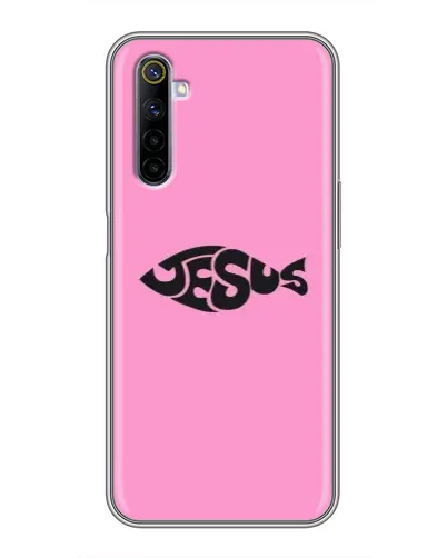 Чехол для Realme 6 с картинкой «Розовый символ  Jesus»