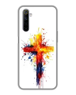Чехол для Realme 6 с картинкой «Акварельный крест»