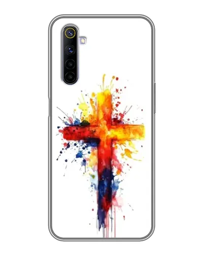 Чехол для Realme 6 с картинкой «Акварельный крест»