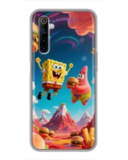Чехол для Realme 6 с картинкой «Космический фастфуд»