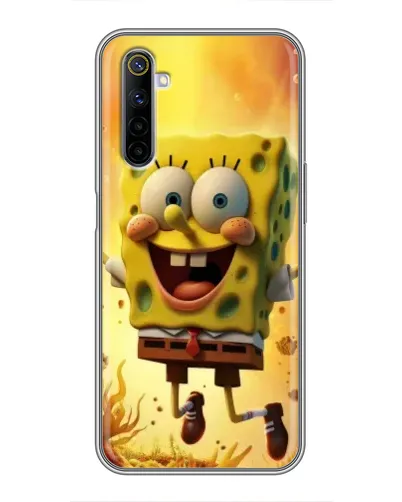 Чехол для Realme 6 с картинкой «Губка Боб прыгает»