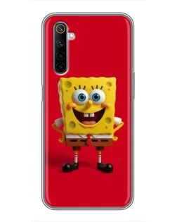 Чехол для Realme 6 с картинкой «Спанч Боб на красном»