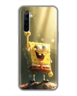 Чехол для Realme 6 с картинкой «Сияющий Спанч Боб»
