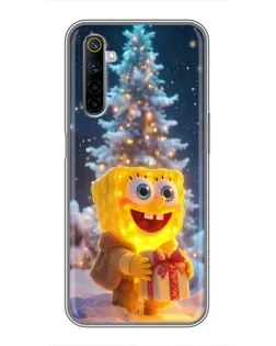 Чехол для Realme 6 с картинкой «Рождественский Спанч Боб»