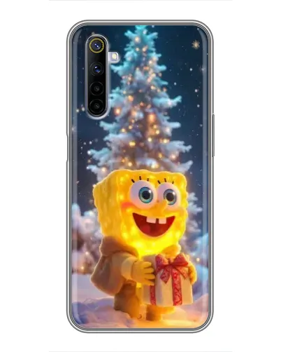 Чехол для Realme 6 с картинкой «Рождественский Спанч Боб»