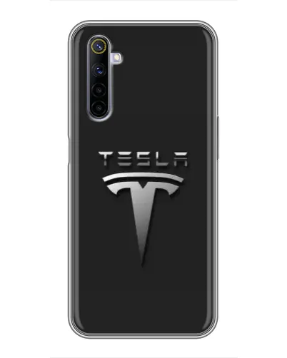 Чехол для Realme 6 с картинкой «Стальной логотип Tesla»