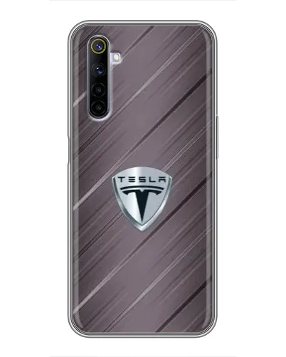 Чехол для Realme 6 с картинкой «Металлическая текстура Tesla»