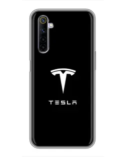 Чехол для Realme 6 с картинкой «Tesla White Logo»