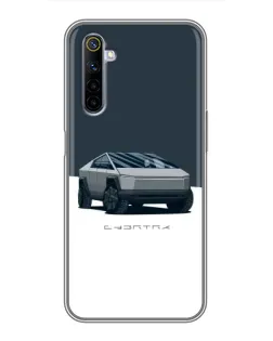 Чехол для Realme 6 с картинкой «Серебристый Cybertruck Tesla»