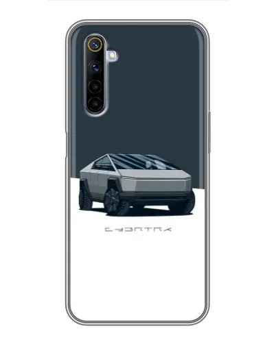 Чехол для Realme 6 с картинкой «Серебристый Cybertruck Tesla»