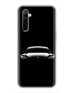 Чехол для Realme 6 с картинкой «Фары Tesla Night»