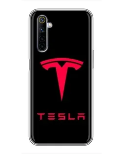 Чехол для Realme 6 с картинкой «Tesla Red Logo»