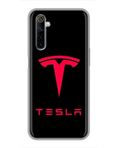 Чехол для Realme 6 с картинкой «Tesla Red Logo»