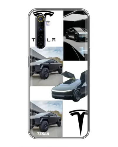 Чехол для Realme 6 с картинкой «Коллаж Cybertruck Tesla»
