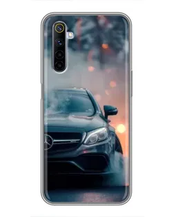 Чехол для Realme 6 с картинкой «Mercedes — ночной город»