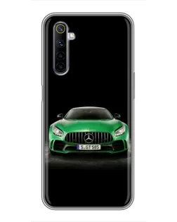Чехол для Realme 6 с картинкой «Mercedes — неоновый лого»