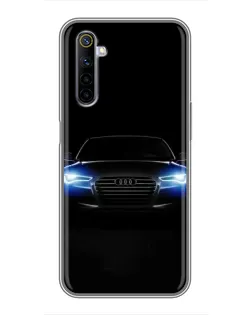 Чехол для Realme 6 с картинкой «Audi в неоне»