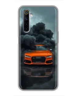 Чехол для Realme 6 с картинкой «Audi в облаках дыма»